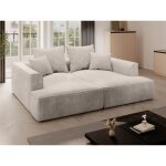 Canap� 3 places confort assise profonde en velours c�tel� beige pineta