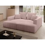 Canap 3 places confort assise profonde en velours ctel grosses ctes rose poudr pineta