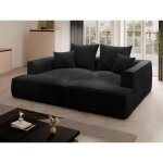 Canap� 3 places confort assise profonde en velours c�tel� noir pineta