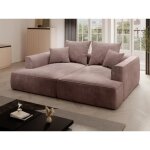 Canap 3 places confort assise profonde en velours ctel rose pineta