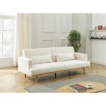 Canapé 3 places convertible clic - clac en tissu bouclette blanc esme Canapé 3 places convertible clic - clac en tissu bouclette blanc esme