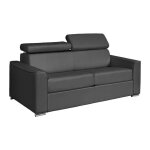 Canap 3 places convertible express en cuir de buffle gris - couchage 140 cm - matelas 14 cm - vizir