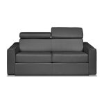 Canap� 3 places convertible express en cuir de buffle gris - couchage 140 cm - matelas 18 cm - vizir