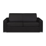 Canapé 3 places convertible express en cuir de buffle noir - couchage 140 cm - matelas 14 cm calito Canapé 3 places convertible express en cuir de buffle noir - couchage 140 cm - matelas 14 cm calito