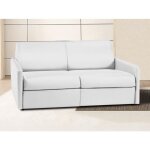 Canap� 3 places convertible express en simili blanc - couchage 140 cm - matelas 22 cm avec m�moire de ...