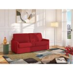 Canap� 3 places convertible express en tissu rouge - couchage 140 cm - matelas 14 cm calife