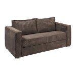 Canap� 3 places convertible express en velours c�tel� marron - couchage 140 cm - matelas 18 cm loreto ...