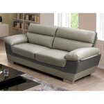 Canap 3 places en cuir francesca - bicolore anthracite et gris