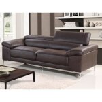 Canap 3 places en cuir solange - chocolat - vente - unique - contemporain - design