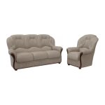 Canap� 3 places et fauteuil 100% cuir de buffle taupe daphne