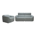 Canapé 3 places et fauteuil relax électrique en tissu chiné gris ozarto Canapé 3 places et fauteuil relax électrique en tissu chiné gris ozarto