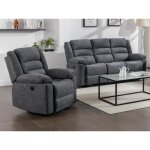 Canapé 3 places et fauteuil relax électrique en tissu gris burolo Canapé 3 places et fauteuil relax électrique en tissu gris burolo