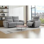 Canapé 3 places et fauteuil relax électrique en tissu gris djaralo Canapé 3 places et fauteuil relax électrique en tissu gris djaralo