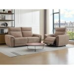 Canapé 3 places et fauteuil relax électrique en tissu taupe djaralo Canapé 3 places et fauteuil relax électrique en tissu taupe djaralo