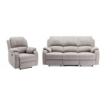 Canapé 3 places et fauteuil relax en microfibre gris clair brody Canapé 3 places et fauteuil relax en microfibre gris clair brody