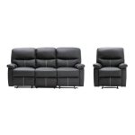 Canap� 3 places et un fauteuil relax en simili noir canby