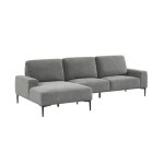 Canap� 3 places gris fonc� angle gauche et structure / pi�tement m�tal noir