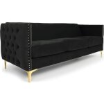 Menzzo canap� 3 places joshua velours noir - l204 x p70 x h74 cm