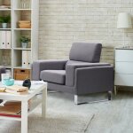 Canapé 3 places menzzo barth en tissu gris clair - design contemporain - accoudoirs larges - matelassé ... Canapé 3 places menzzo barth en tissu gris clair - design contemporain - accoudoirs larges - matelassé ...