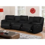 Canap� 3 places relax en cuir aroma - noir