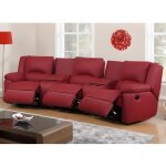 Canap 3 places relax en cuir aroma - rouge