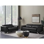 Canaps 3 places relax lectrique et 2 places en cuir de vachette noir breyt ii
