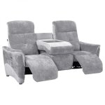 Canap� 3 places relax �lectrique bloom tissu maill� gris fonc� & gris clair