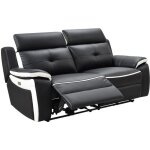 Canapé 3 places relax électrique en cuir angelique - noir / blanc Canapé 3 places relax électrique en cuir angelique - noir / blanc