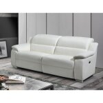 Canap 3 places relax lectrique en cuir blanc arena iii