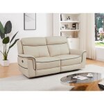 Canap 3 places relax lectrique en cuir beige adelio
