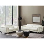 Canap 3 places relax lectrique en cuir de vachette blanc breyt ii