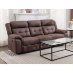 Canap 3 places relax lectrique en microfibre aspect cuir vieilli marron ortiano
