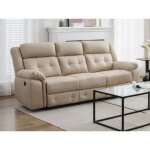 Canapé 3 places relax électrique en microfibre beige ortiano Canapé 3 places relax électrique en microfibre beige ortiano