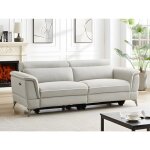 Canapé 3 places relax électrique en tissu beige macari Canapé 3 places relax électrique en tissu beige macari