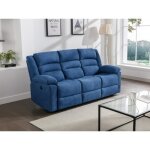 Canapé 3 places relax électrique en tissu bleu burolo Canapé 3 places relax électrique en tissu bleu burolo