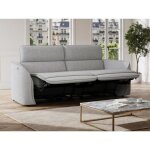 Canap 3 places relax lectrique en tissu chin gris clair ozarto