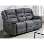 Canap 3 places relax lectrique en tissu gris burolo
