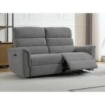 Canapé 3 places relax électrique en tissu gris cartasia Canapé 3 places relax électrique en tissu gris cartasia
