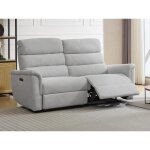 Canapé 3 places relax électrique en tissu gris clair cartasia Canapé 3 places relax électrique en tissu gris clair cartasia