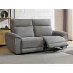 Canapé 3 places relax électrique en tissu gris djaralo Canapé 3 places relax électrique en tissu gris djaralo