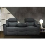 Canap 3 places relax evasion en cuir - gris - relaxation - classique - intemporel