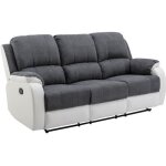 Canapé 3 places relax en microfibre et simili gris et blanc brody Canapé 3 places relax en microfibre et simili gris et blanc brody