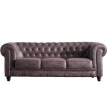 Canap� 3 places en simili - cuir coloris marron chocolat - longueur 211 x profondeur 84 x hauteur 75 ...