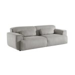 Canap 3 places. tissu velours ctel gris clair 2 coussins dhoussables. wallas l 230 x p 98 x h 73cm ...