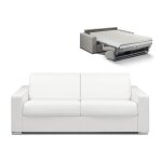 Canap� 4 places convertible express en simili calito - blanc - couchage 160 cm - matelas 14 cm