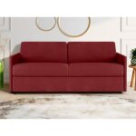 Canap� 4 places convertible express en tissu rouge - couchage 160 cm - matelas 18 cm calife