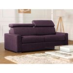 Canap 4 places convertible express en tissu vizir - violet - couchage lattes larges 160 cm - matelas ...