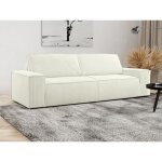 Canapé 4 places convertible en velours côtelé blanc amelia Canapé 4 places convertible en velours côtelé blanc amelia