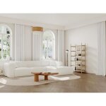 Grand canapé dangle droit en tissu bouclette blanc pogni de maison céphy Grand canapé dangle droit en tissu bouclette blanc pogni de maison céphy