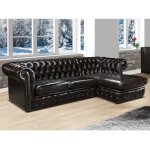 Canap dangle chesterfield brenton 100% cuir de buffle - chocolat reflets chtains - angle droit
